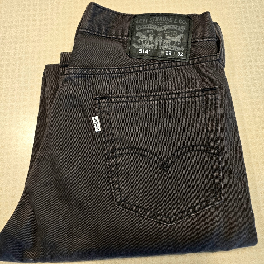 Levi's 514 Black Slim Straight Jeans Modern Fit 29 X 32
